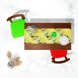 ArtzFolio Yellow & Green Abstract Printed Table Runner image 3