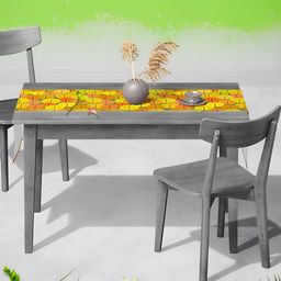 ArtzFolio Yellow & Green Abstract Printed Table Runner image 4