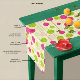 ArtzFolio Cream Colored & Green Geometric Printed Table Runner image 5