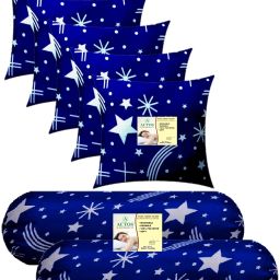 Combo Set Of 5 Cushion And 2 Microfibre Nature Bolster Pack of 7-23