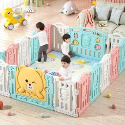 Baby Playpen Playarea Fence 18 Panel for Kids Playard Indoor Play Area with Ball Bassinet-image-30