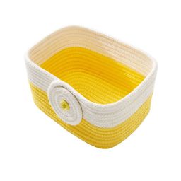 Pano Yellow & White Colour-blocked Storage Basket-40