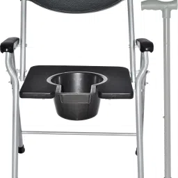 chair for Pregnant women & old people (Foldable ) Commode Chair (BLACK, SLIVER) Commode Chair-16