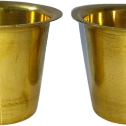 (Pack of 2) Heavy Brass Glass Tumbler Combo pack of 2 pcs for Tea and Coffee serving Glass Set Water/Juice Glass-6