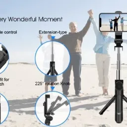PULTO Selfie Stick Tripod BT Remote Control Mobile Stand Travel Gimbal Stabilizer Tripod, Monopod, Monopod Kit, Tripod Ball Head, Tripod Bracket, Tripod Clamp, Tripod Kit image 4