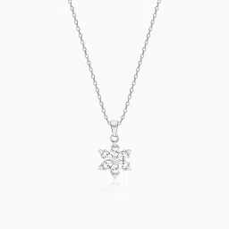 Sterling Silver Flowery Snowflake Pendant With Link Chain for Women And Girls Rhodium Zircon Sterling Silver Pendant-image-33