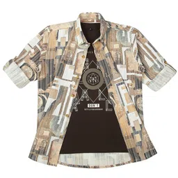 CAVIO Boys Spread Collar Abstract Printed Cotton Casual Shirts & T-Shirt-image-95