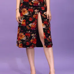 Cation Printed Flared Knee Length Skirts-picture-37