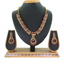 VATSALYA creation Gold-Plated Artificial Stone Studded Jewellery Set-image-87
