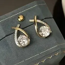 SEAA ENTERPRISES Rose Gold Plated Cubic Zirconia Studded Contemporary Studs-75