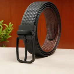 Teakwood Leathers Men Textured Leather Reversible Formal Belt-image-98