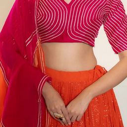 HOUSE OF JAMOTI Printed Ready to Wear Lehenga & Blouse With Dupatta image 4