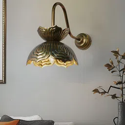 Fos Lighting Gold-Toned Textured Metal Spherical Shaped Wall Lamp-picture-11