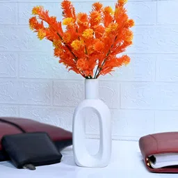 S-Biv Orange & White Artificial Flower With Pot-25