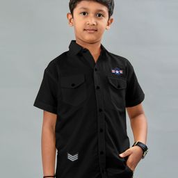 CRESALE Boys Spread Collar Short Sleeves Comfort Shirt-image-80