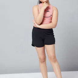 Stylo Bug Girls Striped Sleeveless Pure Cotton Top With Shorts-image-25