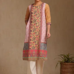 Soch Floral Printed Sweetheart Neck Thread Work Straight Kurta-image-56
