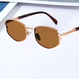 LIZA ANGEL Unisex Rectangle Sunglasses with UV Protected Lens CRM272_Gold_Brown-image-69