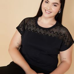 max Women Plus Size Extended Sleeves Top With Lace Inserts-image-36