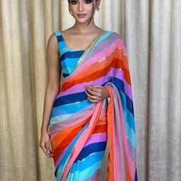 GAVUBAA Multi Pure Georgette Sarees-picture-6