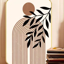Myntra Elegant Homes Beige & Brown Wooden Geometric Arch & LeafWall Art-image-51