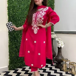 Brand Hill Women Ethnic Motifs Embroidered Kurta with Trousers & Dupatta-picture-41