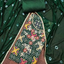 MANVAA Bandhani Printed Beads & Stones Cotton Unstitched Dress Material-picture-9