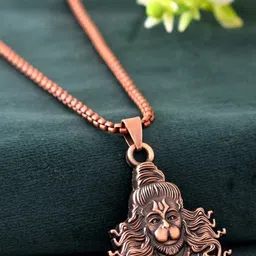 P. R. PRINTS Unisex Copper-Plated Copper Jatta Hanuman Pendants with Chains-picture-5