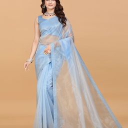 Zeekha Embellished Beads and Stones Net Saree-8
