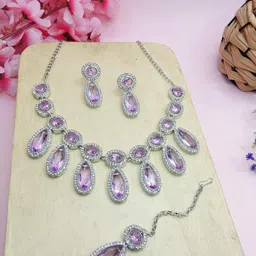 VATSALYA creation Women Purple Jewellery Set-image-49
