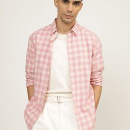 Andamen Men Premium Slim Fit Gingham Checks Opaque Checked Casual Shirt-image-94