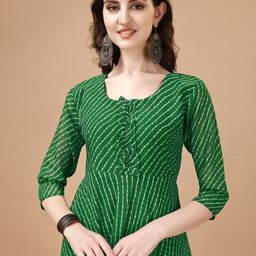 PMD Fashion Bandhani Printed Round Neck A Line Kurta With Leggings and Dupatta image 5