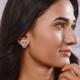 Jazz and Sizzle Silver-Plated American Diamond Studded Floral Studs image 4