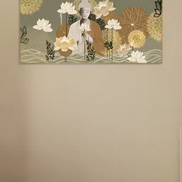 nestroots Green & Brown Serene Depiction Of Buddha Care Canvas Painting Wall Art-26