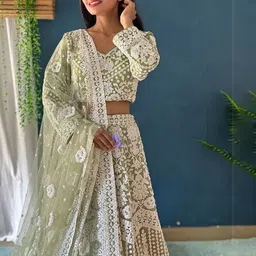 MISS CLOTHING Embellished Sequinned Ready to Wear Lehenga & Unstitched Blouse With Dupatta-picture-52