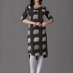 RANGRIWAZ Women Animal Printed Cotton Straight Kurta-picture-27