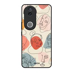QRIOH Abstract Faces Printed Vivo V50e 5G Impact Resistant Back Case-picture-44