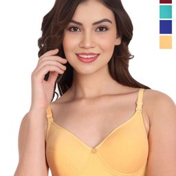 Liigne Women Solid Full Coverage Lightly Padded Bra Pack Of 4-image-49