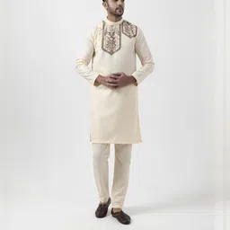 PulseIQ Men Beige Kurtas-image-64