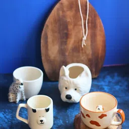 WEAVING HOMES White & Red 4 Pieces Paws & Sips Ceramic Glossy Mugs-220 ml Each-34