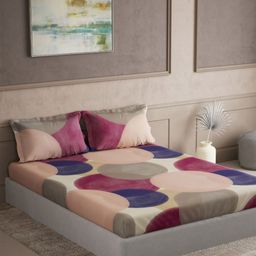 DDecor Purple & Blue Geometric 180 TC Bedsheet with 2 Pillow Covers-picture-14