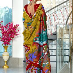 PEENGAX Abstract Pure Cotton Block Print Saree image 2