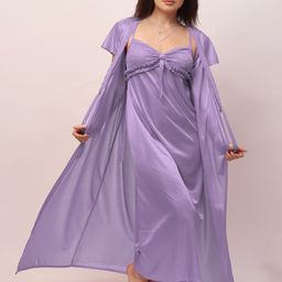 NIGHT KEYS Women Maxi Nightdress With Robe-image-83