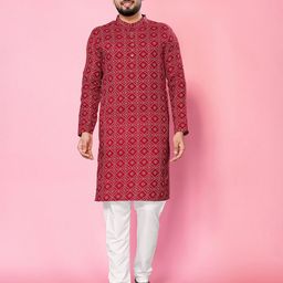 THE FAB FACTORY Floral Printed Mandarin Collar Straight Kurta-picture-55