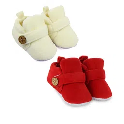 NESKA MODA Set Of 2 Pair Infants 6 To 12 Months Velvet Velcro Booties-picture-53