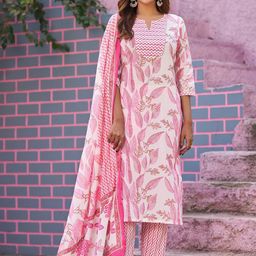 Moda Rapido Floral Printed Pure Cotton Straight Kurta With Trousers & Dupatta-image-52