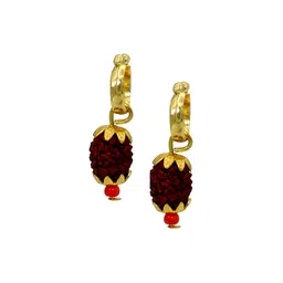MEMOIR Gold Plated Rudraksh Contemporary Hoop Earrings-image-80