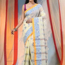 DESH BIDESH Floral Pure Cotton Saree-image-30