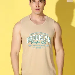WOOSTRO Pack Of 2 Printed Super Combed Cotton Gym Vests VWS26(BKLN RUST)(ALONE RUST)-115