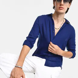 Campus Sutra Men Comfort Spread Collar Textured Casual Shirt-picture-9